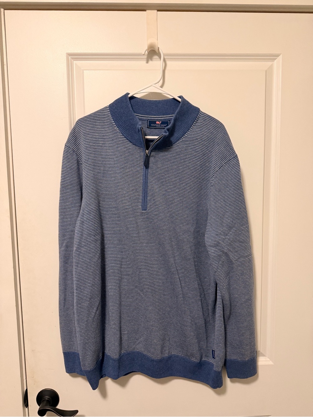 Vineyard Vines Light Blue Striped Quarter-Zip Pullover